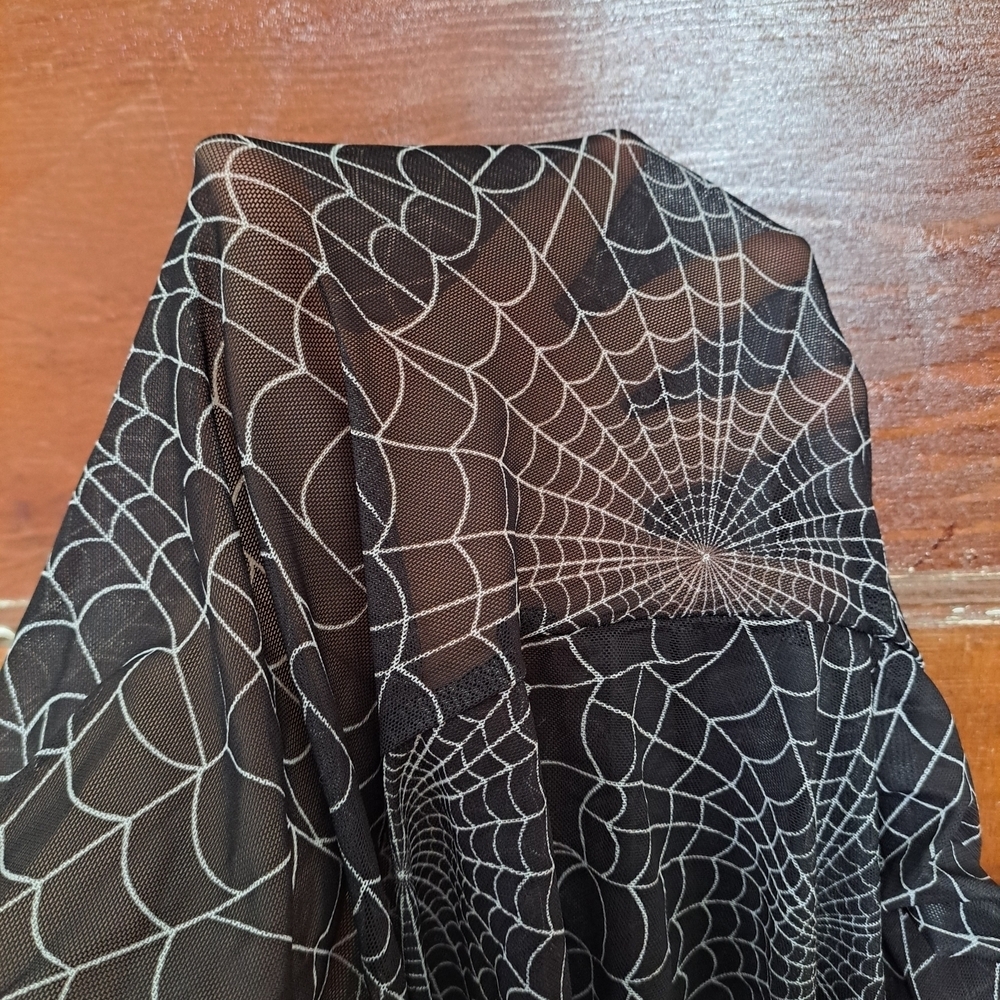 Women's Black Spiderweb Print Long Sleeve Top Mesh XS S - Picture 5 of 7